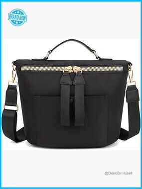 Nylon Crossbody Bag Large Tote Lightweight Waterproof Work Handbag Adjustable